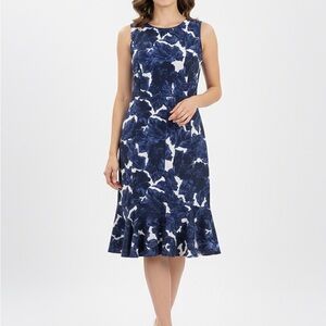 Talbots Navy Floral Midi Dress